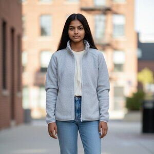 Emily B Full Zip Sherpa Lined Grey Jacket Women's Size Large